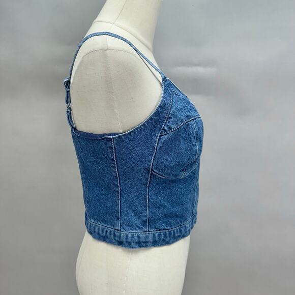 Vintage Y2K Harley Davidson Denim Bustier Crop Top Corset Style Tank Small - Picture 16 of 16